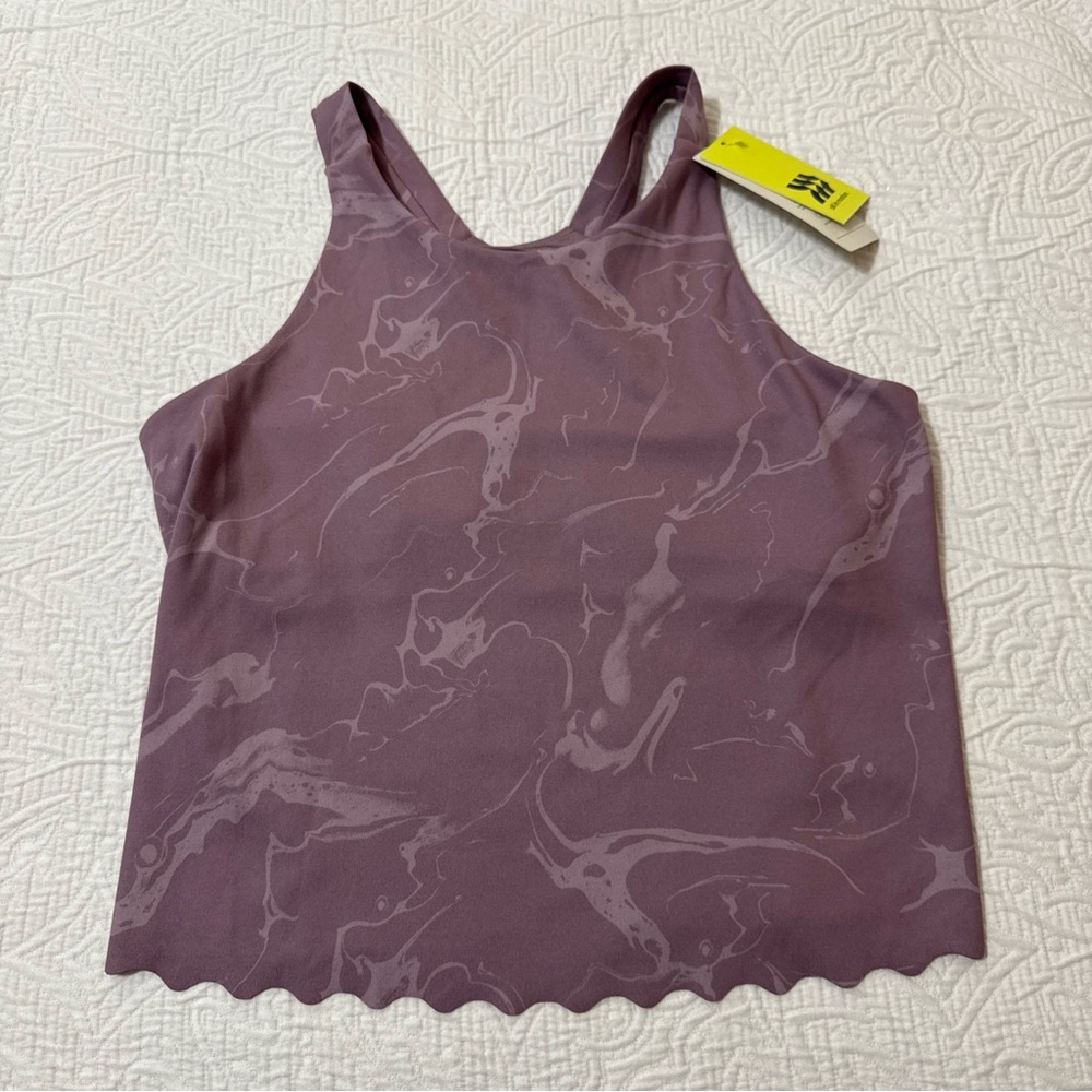 NWT All In Motion Marble Print Longline Cropped Tank Sports Bra XL (14/16)Purple
